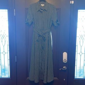 Calvin Klein, size 8 black and white polka dot flare dress (with pockets!)